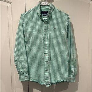 Vineyard Vines Boy’s Green Gingham Shirt